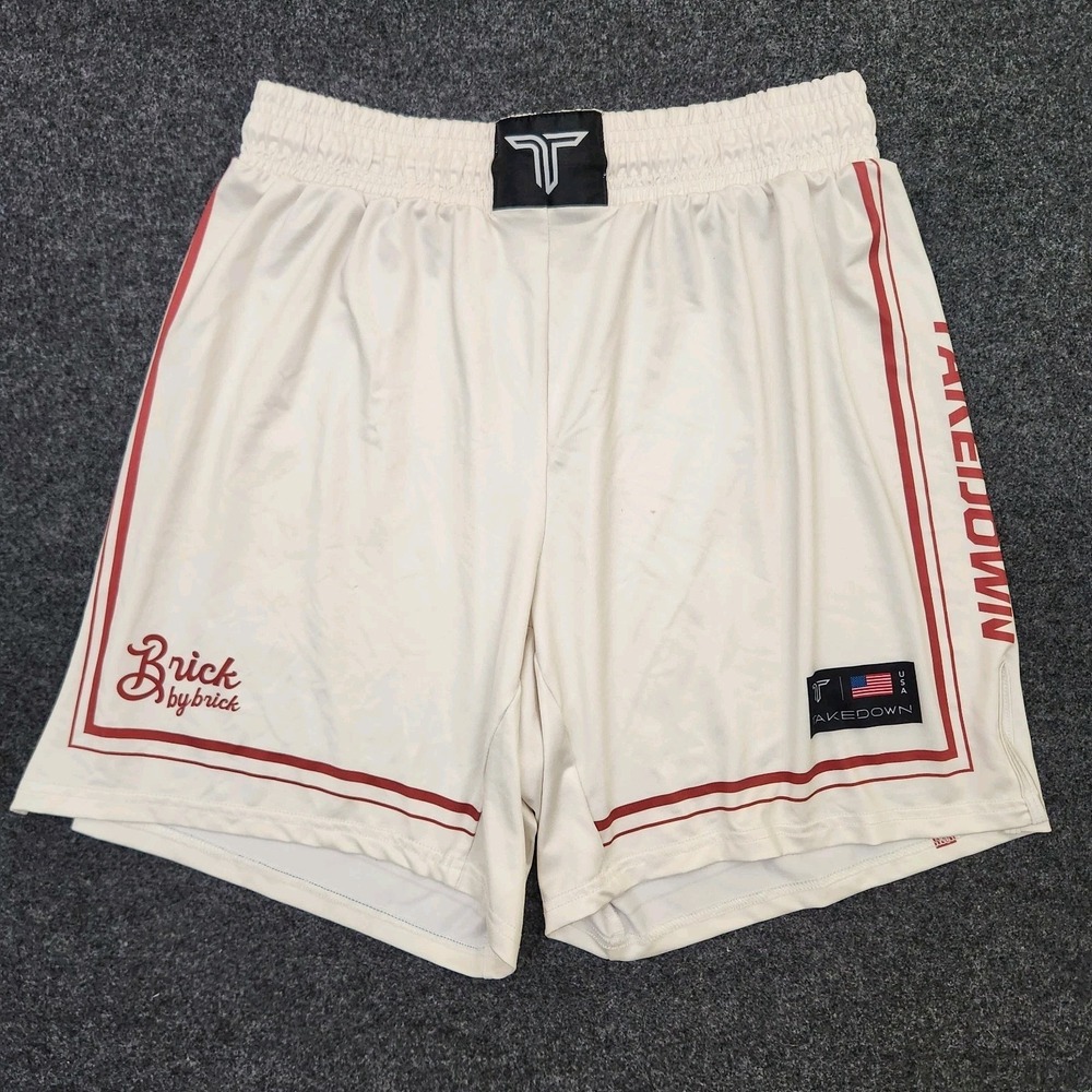 Takedown Mens XL Brick by Brick Wrestling MMA Fight Shorts Silk Shiny